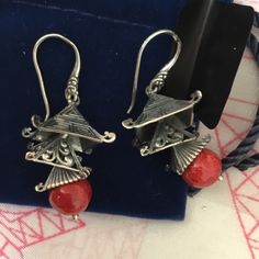 Brand New Never Worn Gorgeous Solid Sterling Silver & Red Coral Dangle Earrings! In Excellent Undamaged Condition! Comes With Pouch And Box! These Are So Unique & Have A Lot Of Silver & Detangling Is Why So Pricy. Iv Never Seen These Again Were They Were Purchased On Shop Hq . Ty Red Sterling Silver Earrings For Evening, Red Sterling Silver Evening Earrings, Unique Red Earrings For Formal Occasions, Unique Red Earrings For Formal Events, Red Sterling Silver Festive Earrings, Red Sterling Silver Earrings For Festive Occasions, Citrine Drop Earrings, Amethyst Studs, Sterling Silver Drop Earrings