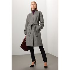 Gray cotton (70% Wool, 30% Polyester). Lining (100% Recycled Polyester). Coat. Long sleeves. Crewneck. Tie closure. 42.5" from shoulder to hemline. Imported. Rent The Runway, Closet Designs, Club Monaco, Cozy Fashion, Grey Cotton, Cardigan Coat, Monaco, Long Sleeves, Crew Neck