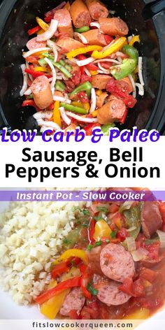 slow carb and paleo sausage, bell peppers & onion recipe with instant pot - slow cooker