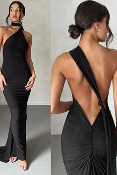 Open Back Bodycon Dress, Backless Elegant Dress, One Shoulder Backless Dress, Long Dress With Back Out, Maxi Backless Dress, Prom Dresses Open Back Long, Dresses For Night Out, Black Backless Prom Dress, Night Dress Long