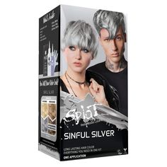 Original Complete Kit with Bleach and Semi-Permanent Hair Color - Sinful Silver Silver Grey Hair Dye, Gray Hair Dye, Splat Hair Dye, Splat Hair Color, Silver Hair Dye, Grey Hair Dye, Semi Permanent Hair Dye, Bold Hair Color, Silver Hair Color