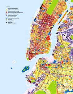 a map of new york city with all the streets and major cities in it, including one that is red