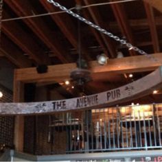 the inside of a restaurant with an overhead sign that reads the avenue pir 3