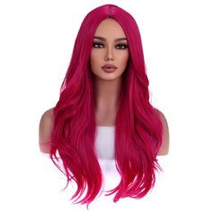 PRICES MAY VARY. Length: 70cm/28"(±5cm/2"). Premium Synthetic Hair: Crafted from high-quality synthetic fibers, this WTHCOS hot pink long curly wavy Wig offers a soft and smooth texture that closely mimics natural human hair. Stunning Hot Pink Design: The wig showcases a trendy hot pink color scheme, adding a vibrant and eye-catching visual appeal. It's perfect for everyday wear or cosplay events where you want to stand out. Heat Resistant and Styling Options: This wig is heat resistant, enabling you to use heat styling tools like curling irons or straighteners to create a variety of hairstyles according to your preferences. It offers styling versatility without compromising its quality. Wig Cap for Comfort and Protection: Each purchase includes a wig cap, providing convenience and ensurin Hot Pink Wig, Long Curly Wavy Hair, Middle Part Wig, Wig Middle Part, Curly Wavy Hair, Heat Styling, Curling Irons, Pink Color Schemes, Natural Human Hair