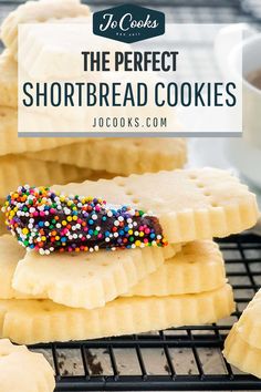 the perfect shortbread cookies with sprinkles are on a cooling rack and ready to be eaten