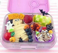 a plastic container filled with lots of different types of food in it's compartments