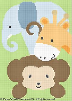 a cross stitch pattern with two animals and a giraffe on it's face