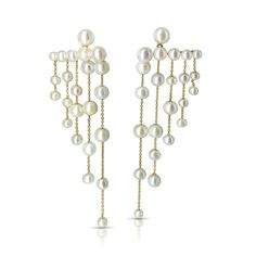 Diana Pearl Stud Chandelier Earrings 14K Gold Fresh Water Pearls Available 18K gold please contact us for pricing Pearl Chandelier Earrings, Pearl Chandelier, Chandelier Style, Fresh Water Pearls, Water Pearls, Freshwater Cultured Pearls, Gold Price, Bangles Jewelry, Rose Gold Earrings