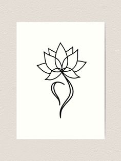 a black and white drawing of a lotus flower