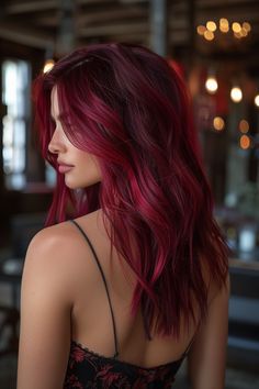 16. Dark Cherry Wolf Cut - Black Cherry Hair Color Ideas - Black Cherry Hair Color Ideas Dark Red And Black Hair Color, Cherry Red Hair Color, Black Cherry Hair Color, Black Cherry Hair, Cherry Hair Colors, Cherry Red Hair, Hair Hack, Hair Magic