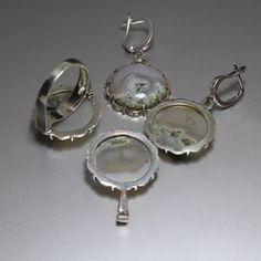 "925 Sterling Silver Landscape Agate - White Agate Made, Lady's Jewelry Set, Elegant Silver Set, One Of A Kind Sterling Silver Jewelry Ahates - in Greek \"happy\" Colored stones are still considered a good find - what can we say about the times when people still could not synthesize pigments and could not entertain themselves with the multicolor of artificial colors. Expeditions followed the agates! The extracted gems were sawn, polished, and then used to decorate interiors and finish all kinds Silver Agate Jewelry With Matching Earrings, Wedding Agate Cabochon Jewelry, Round Agate Jewelry With Stone Setting, Silver Agate Wedding Jewelry, Moss Agate Ring, Colored Stones, White Agate, Moss Agate, Stone Jewelry