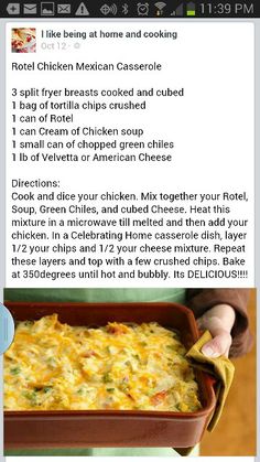 the recipe for mexican casserole is displayed on an iphone