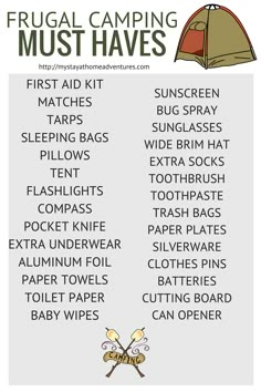 an image of camping must haves with the words in english and spanish on it