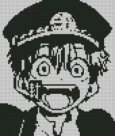 a cross stitch pattern with an image of a man wearing a hat and bow tie