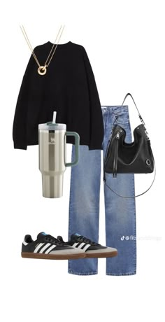 Cool Mom Outfits Spring, Saturday Outfit Casual Weekend Wear, High Contrast Outfits, Author Outfits, Cool Work Outfits Women, Samba Outfit, Outfit Layout, Uni Outfits, Looks Street Style