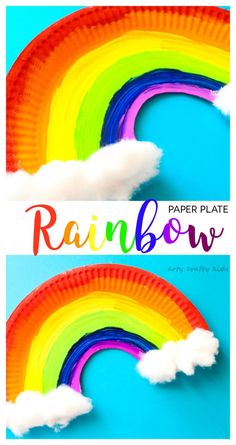 paper plate rainbow craft for kids to make and play on the same color as the rainbow