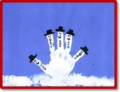 a snowman with four arms and three hats on it's head