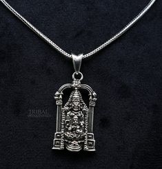 925 sterling silver handmade custom design vintage antique style solid krishna pendant, Lord Tirupati Balaji With laxmi pendant. this is special  design fabulous pendant, best wishes blessing gift for someone special, excellent jewelry from India. Metal-925 sterling silver. Item type-Pendant. Length-4.5 centimeters. Width-2.0 centimeters. Weight-9.220 grams. Stamped-925. note- chain is not include in this listing, for chain please visit" silver chain and necklace" section Make excellent gifting Spiritual Hallmarked Pendant Jewelry, Spiritual Pendant Jewelry With Oxidized Finish, Spiritual Oxidized Pendant Jewelry, Silver Jewelry For Ceremonial Diwali Occasion, Silver Sterling Temple Necklace For Ceremonial Occasions, Ceremonial Sterling Silver Temple Necklace With Oxidized Finish, Ceremonial Silver Pendant Jewelry, Silver Ceremonial Jewelry For Diwali, Silver Jewelry For Ceremonial Occasions During Diwali