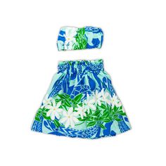 Malulani Hula Keiki Set - Polynesian Cultural Center Playful Multicolor Sets With Floral Print, Blue Cotton Sets For Vacation, Blue Cotton Vacation Sets, Playful Green Sets For Vacation, Playful Green Vacation Sets, Playful Blue Sets For Vacation, Blue Floral Print Beach Sets, Playful Multicolor Vacation Sets, Multicolor Playwear Sets