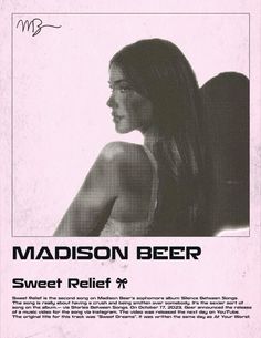 an advertisement for madison beer with a woman's profile