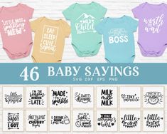 BUY 4 GET 50% OFF 45 Baby Sayings Svg Bundle Funny Baby Onesie Svg Newborn Svg Newborn Baby Girls and Boys Svg Files for Cricut (Instant Download) - Etsy Baby Sayings, Newborn Svg, Tiny Miracles, Cricut Baby, Newborn Baby Girls, Funny Baby Onesies, Affinity Designer, Baby Svg, Web Banner Design