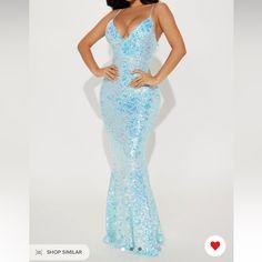 Dress Is Stretchy And Fits Amazing. Unfortunately It Was Too Short For Me. I’m 5’6 And It Came Right To My Ankles. Brand New* Light Blue Gown, Sky Blue Dress, Rose Gold Dress, Gunne Sax Dress, Crochet Maxi Dress, Floral Gown, Formal Dresses Gowns, Blue Gown, Dress The Population