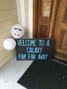 Star Wars Graduation Party Ideas, Star Wars Party Decorations Ideas, Star Wars Party Decorations Birthdays, Star Wars Wedding Signs, Star Wars Retirement Party, Star Wars Prom Theme, Star Wars Welcome Sign, Diy Star Wars Decor Party Ideas, Star Wars 1st Birthday Cake