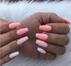 Light Pink Nail Designs, Bright Nail Designs, Summer Nail Polish, Coffin Nails Matte, Bright Summer Nails, Light Pink Nails, Fall Acrylic Nails, Cute Summer Nails, Bright Nails