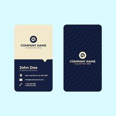 a business card with an abstract design on the front and back, in dark blue tones