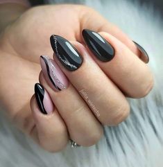 Classy Black Nails Almond, Classy Black Nails, Black Acrylic Nail Designs, Black French Nails, Black Almond Nails, Acrylic Nail Ideas, Subtle Nail Art, White Tip Nails, Black Acrylic Nails