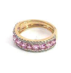 Introducing our exquisite 14k Solid Yellow Gold Diamond Pink Sapphire Ring, a captivating piece that effortlessly combines elegance and sophistication HIGH QUALITY AND UNIQUE DIAMOND RING This modern and on-trend design is crafted from genuine 14k Solid Gold Item number: GDR239  Sizes: available in 6 Metal: 14k Solid Gold Purity: 14K (Stamped for Authenticity)  Processing time: 1-2 business days FAST SHIPPING - Gold Jewelry Store NY sells only authentic solid 14K Gold. - We do not sell gold plat Luxury Pink Sapphire Ring With Vvs Clarity, Classic White Gold Ring With Pink Sapphire, Classic Pink Sapphire Diamond Ring In White Gold, Classic White Gold Diamond Ring With Pink Sapphire, Classic White Gold Pink Sapphire Diamond Ring, Formal Brilliant Cut Pink Sapphire Rings, Luxury Vvs Clarity Pink Sapphire Ring, Fine Jewelry Yellow Gold Amethyst Ring With Brilliant Cut, Yellow Gold Diamond Ring With Pink Sapphire Accents