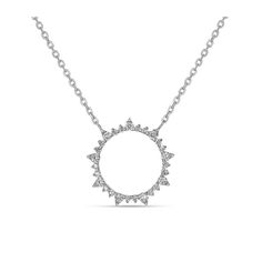 14 Karat Gold 0.16 Carat Total Weight PRONG Set Round Diamond Sun Circle Necklace. The Necklace Is Adjustable From 16-18 Inches And Contains 27 Round Diamonds. The Sun Is 1/2 In Diameter. Sun Circle, Necklace White, Circle Necklace, 14kt Gold, White Roses, Round Diamond, Prong Setting, Round Diamonds, Gold Diamond