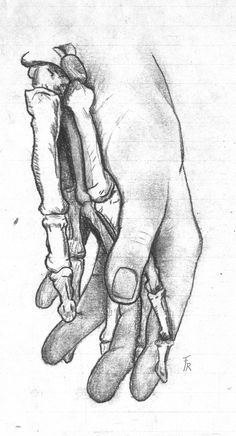 a drawing of two hands holding each other with one hand on the other's wrist