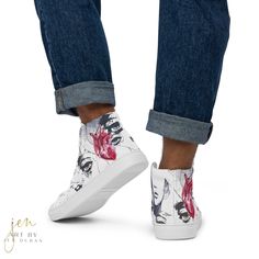 Stand out & make a statement with these Men’s High Top Canvas Shoes 🔥 WHY YOU’LL LOVE IT: ✓ 100% polyester canvas upper side ✓ Ethylene-vinyl acetate (EVA) rubber outsole ✓ Breathable lining, soft insole ✓ Faux leather top cap ✓ Padded collar, lace-up front ✓ Printed, cut, and handmade to order Made from premium materials, these durable and breathable Men’s High Top Canvas Shoes are stylish and the ideal piece for completing an outfit. Art & Design Copyright ©2024 Art By Jen Duran, All rights r Trendy Slip-on High-top Sneakers With Rubber Sole, Trendy Custom Sneakers With Rubber Sole And Round Toe, Trendy Custom Sneakers With Speckled Midsole, Spring Urban Custom Sneakers With White Sole, Trendy Custom Sneakers With Rubber Sole, Trendy Custom Sneakers With Rubber Sole For Spring, Custom High-top Sneakers With Abzorb Midsole For Spring, Trendy Custom High-top Sneakers For Spring, Trendy Custom Sneakers With Speckled Midsole For Spring