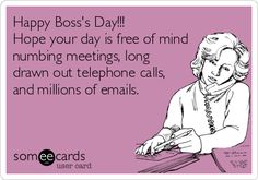 a woman sitting at a desk with the text happy boss's day hope your day is