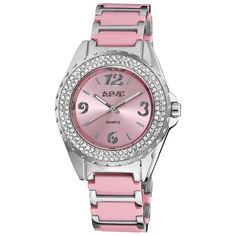 August Steiner Women's Quartz Crystal Ceramic Pink Bracelet Watch - Overstock - 6477842 Best Watch Brands, Pink Watch, Ceramic Watch, Crystal Watches, White Bracelets, Pink And Silver, Watch Gifts, Pink Bracelet, Pink Quartz