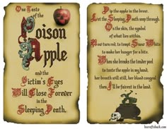 two bookmarks with an apple and poem on them