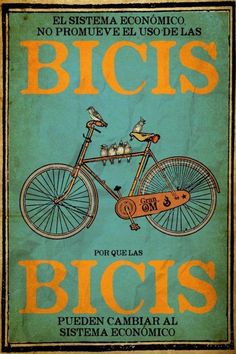 an old poster with a bicycle on it's front and the words bicics