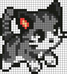 an image of a pixellated cat with red eyes