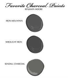 three different shades of gray paint with the words favorite charcoal paints in black and white