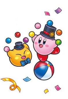 an animal with a top hat on and a beach ball in the air, surrounded by confetti and streamers