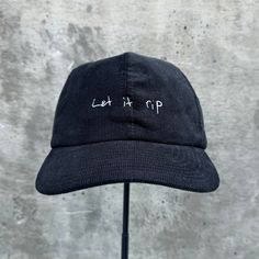 Let It Rip Embroidered Hat. 100% cotton corduroy Soft, unstructured crown with a cotton twill sweatband and taping. Adjustable buckle. This product is made especially for you as soon as you place an order, which is why it takes us a bit longer to deliver it to you. Making products on demand instead of in bulk helps reduce overproduction, so thank you for making thoughtful purchasing decisions! Killin It Hat, Corduroy Snapback Hat For Streetwear With Curved Brim, Corduroy 5-panel Baseball Cap For Streetwear, Corduroy Flat Bill Baseball Cap For Streetwear, Flat Bill Corduroy Hat For Streetwear, Corduroy Flat Bill Hat For Streetwear, Corduroy Hat With Curved Brim For Streetwear, Casual Black Corduroy Hat, Casual Corduroy Dad Hat With Flat Bill