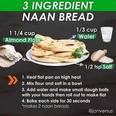 three ingredient naan bread on a white plate with ingredients labeled in english and italian