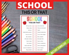 this is an image of a back to school checklist with pencils and crayons