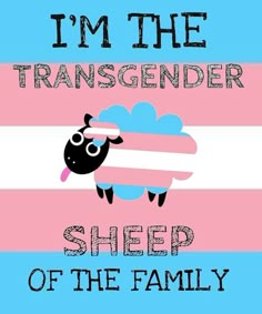 i'm the transcender sheep of the family poster with pink and blue stripes