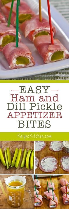 easy ham and dill pickle appetizer bites are ready to be eaten