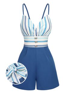 Nautical Outfit Women, 50s Summer Fashion, 1950s Pajamas, 1940s Playsuit, Boss Attire, Womens Rompers, Swaggy Fits, Yacht Rock, Retro Stage