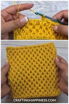 two pictures showing how to crochet the stitchs on an afghan or blanket