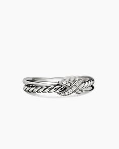 a white gold ring with diamonds on it