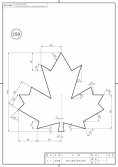 a drawing of a maple leaf with measurements